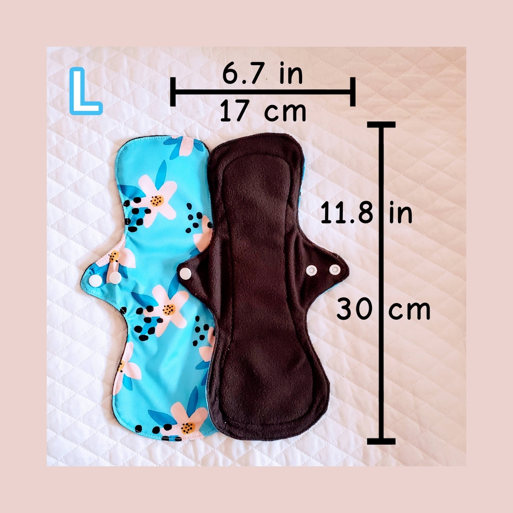 6 L & 5 XXL - Reusable Menstrual Pads - Absorbent Bamboo Charcoal - Picture 2 of 4